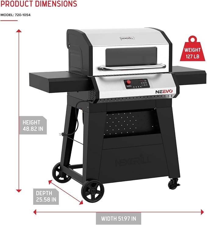 Neevo Smart Propane Grill 44,000 BTU, 2-Burner Outdoor BBQ, Electronic Control, 714 Sq In Cooking Space, Cast Iron Grates, App Connected ??720-1054