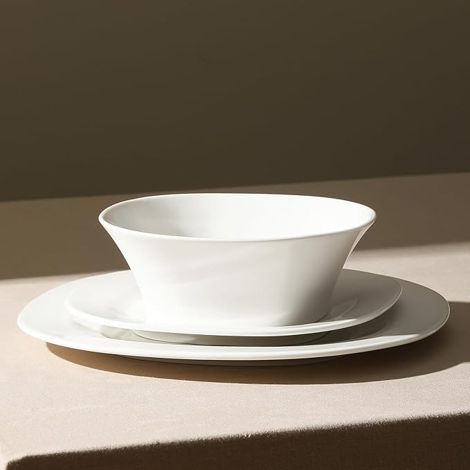 Stone Lain Quadro 12-Piece Dinnerware Set Porcelain, White