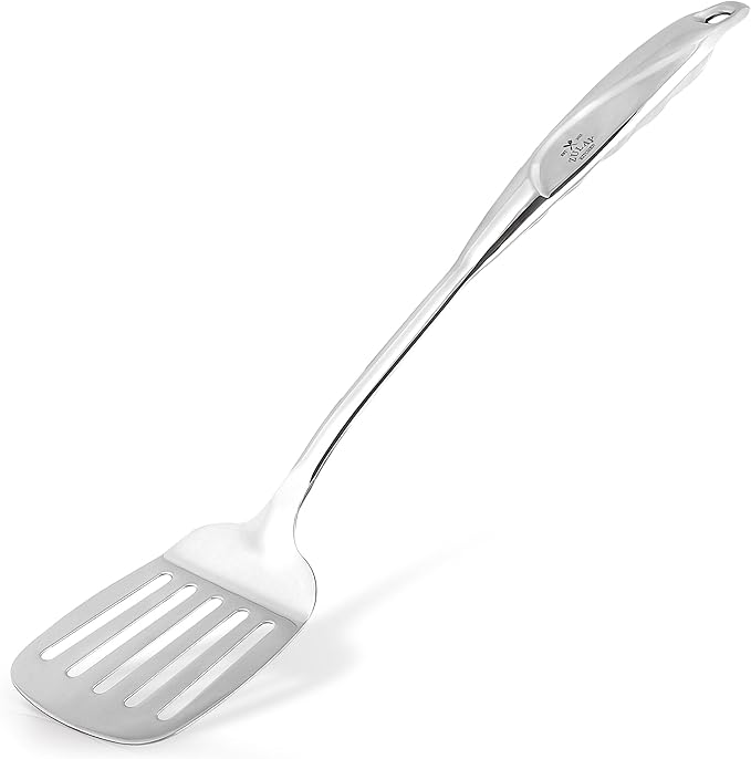 Zulay Kitchen Stainless Steel Slotted Turner - 14.8??Heat-Resistant Metal Spatula for Cooking, Frying & Grilling - Durable, Rust-Proof & Dishwasher Safe Kitchen Utensil for Everyday Use