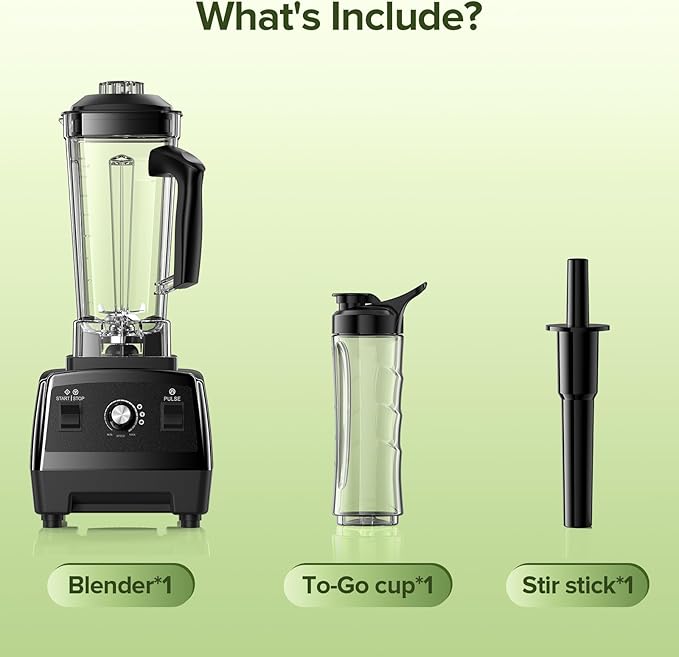 Blender for Smoothies, Blenders for Kitchen with 68Oz. Pitcher and 20Oz.Juicer Container, Smoothie Blender for Ice Crushing, Frozen Fruits, Black