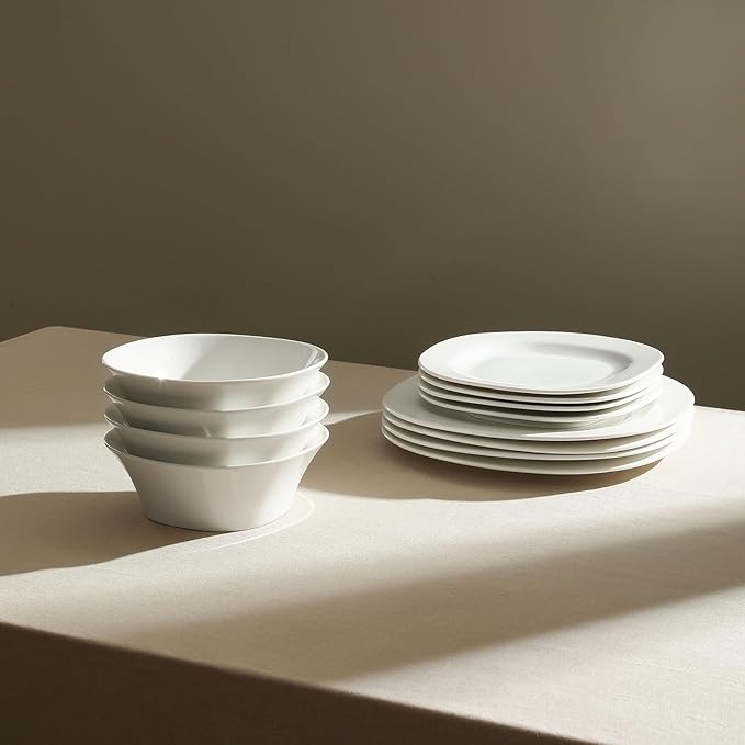 Stone Lain Quadro 24-Piece Dinnerware Set Porcelain, White