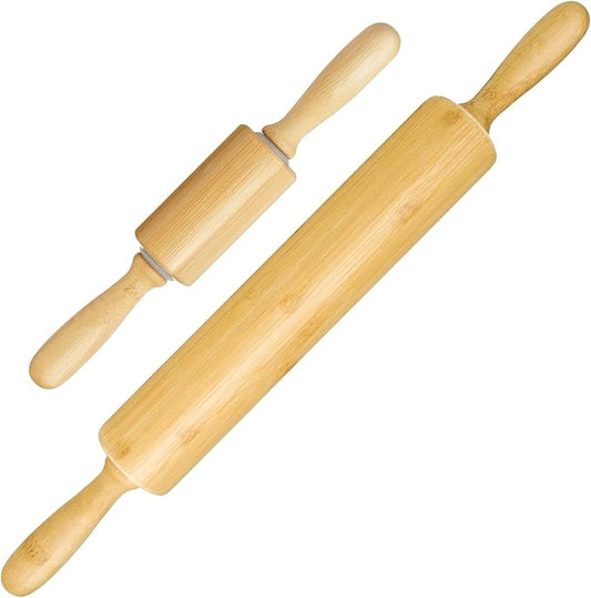 2 Packï¼?0 inch &17.5 inchï¼?Wooden Rolling Pin for Baking - Long Dough Roller for All Baking Needs
