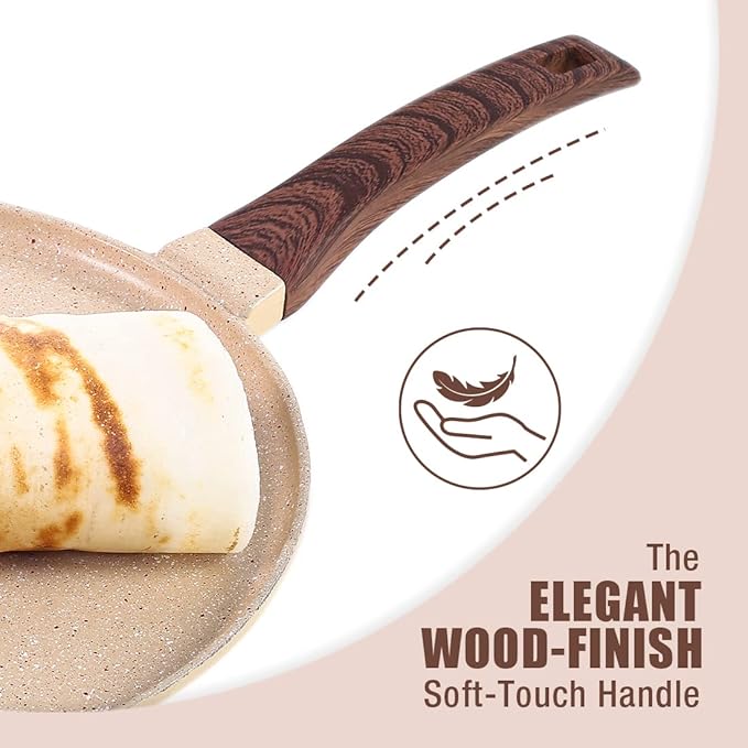 Wonderchef Duralife Die-cast 28 cm Dosa Tawa 5 Layer Healthy Duramax Non-Stick Coating Soft Touch Handle Pure Grade Aluminium PFOA Free 2 Year Medium Ivory