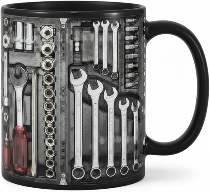 Mechanic Toolbox Mug, 2026 New Unique 3D Mechanic Toolbox Set Coffee Mug, Non-slip Reusable Mug, Suitable as a Gift for Coworkers, Fathers, Renovation Workers (F)