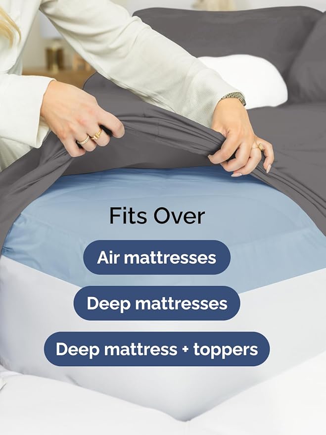 Extra Deep Pocket Twin XL Sheets - 3 Piece Breathable & Cooling Bed Sheets - Hotel Luxury Bed Sheet Set - Soft, Wrinkle Free & Comfy - Easily Fits Extra Deep Mattresses - Deep Pocket Dark Grey Sheets