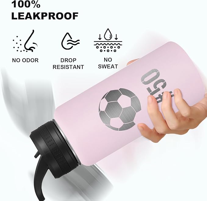 Personalized Laser Engraving Custom Water Bottle Print in USA 32oz Double Wall Stainless Steel Leakproof Wide Mouth Cup with Flip Straw