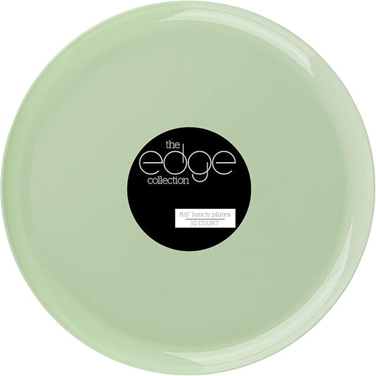 [30 Pack 10.7''] Mint Green Plastic Party Plates Edge Collection Premium heavyweight Elegant Disposable Tableware Dishes