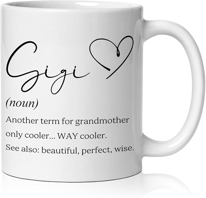 Gigi Grandma Mug, Gigi Gifts for Grandma Coffee Cup Ceramic, Grandmother Gifts from Grandkids for Birthday Christmas Ceramic Coffee Tea Mug 11 oz