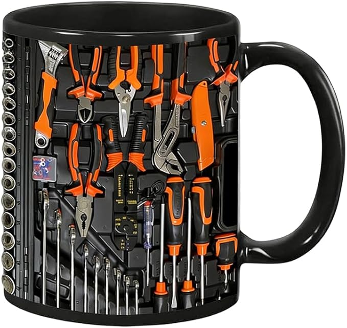 Mechanic Toolbox Mug, 2026 New Unique 3D Mechanic Toolbox Set Coffee Mug, Non-slip Reusable Mug, Suitable as a Gift for Coworkers, Fathers, Renovation Workers (AA)