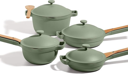 Our Place Cookware Set - 13-Piece Kit Including the Always Pan, Perfect Pot and Spatulas | Multifunctional, Toxin-Free Nonstick | Heat Safe up to 450째F | Oven, Stove, Induction Compatible | Sage
