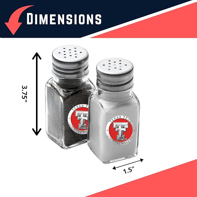 Heritage Pewter Texas Tech University Salt and Pepper Shaker Set of 2 Bottles | Expertly Crafted Pewter Glass