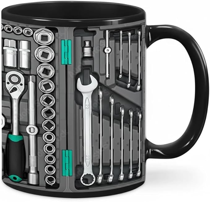 Mechanic Toolbox Mug, 2026 New Unique 3D Mechanic Toolbox Set Coffee Mug, Non-slip Reusable Mug, Suitable as a Gift for Coworkers, Fathers, Renovation Workers (D)
