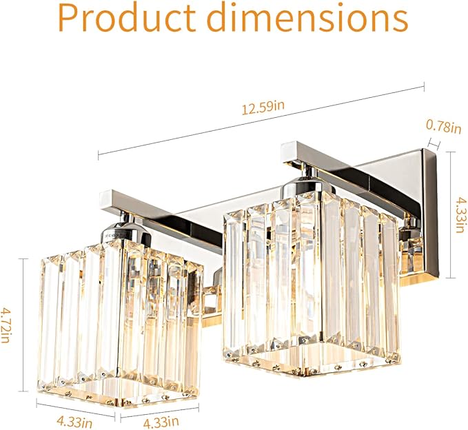 Modern Bathroom Vanity Light 2-Lights Chrome Crystal Bathroom Wall Light Vanity Light Fixturesï¼?2.59-inch Modern Minimalist Design