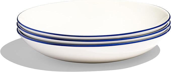 Made In Cookware - Set of 4 - Entr챕e Bowls - White With Navy Rim - Porcelain England