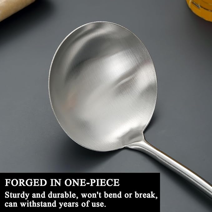 17??Wok Spatula & Ladle Set, Stainless Steel Wok Tools with Wooden Handle, Heat-Resistant Chinese Turner & Deep Soup Ladle, 2-Piece Wok Utensils for Stir-Fry, Wok Accessories