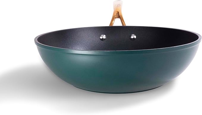 fr철k All-In-One Non-Stick Fry Pan Meets Wok with Lid, 11-Inch, Green & Gold