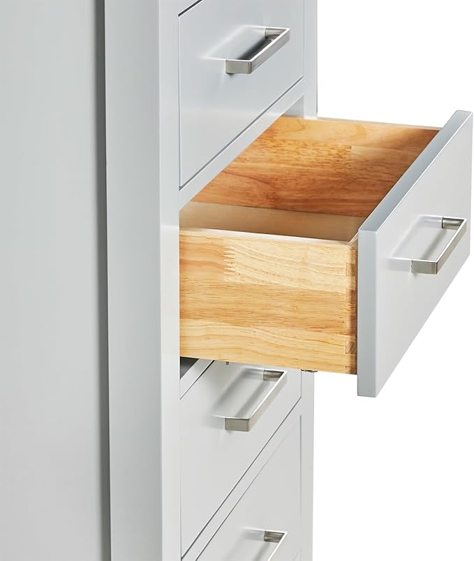 ARIEL Cambridge Bathroom Storage Cabinet - Solid Hevea Wood and Fully Assembled for Long-Lasting Durability and Sophisticated Finish, Freestanding Linen Bathroom Cabinet - 65?쒱 x 20?쓂 x 16?쒭, Grey