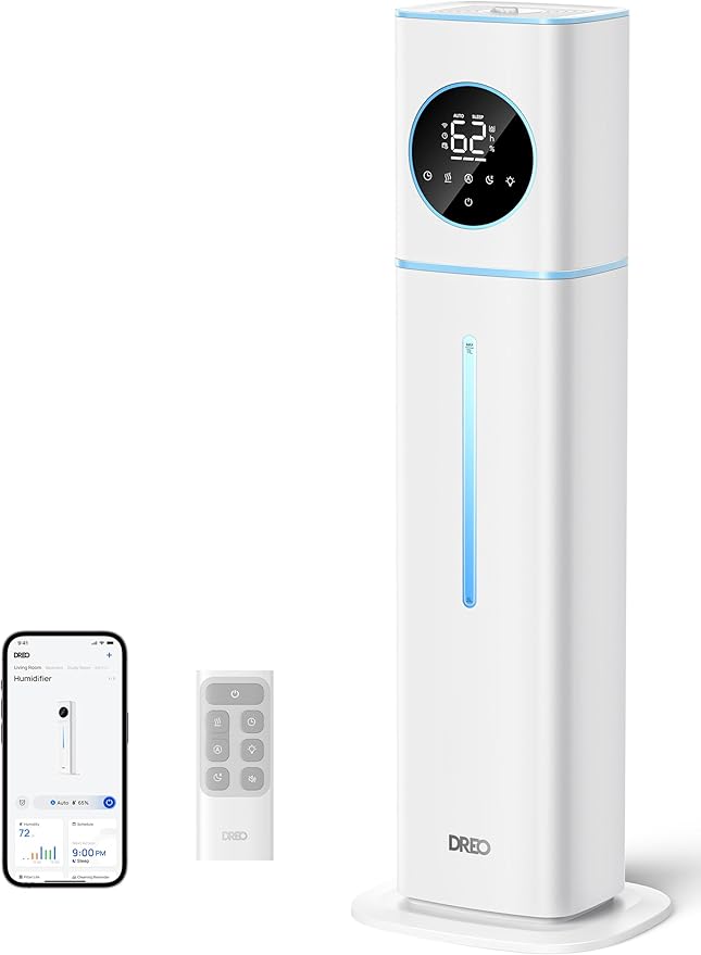 Dreo 11L Smart Humidifier Large Room 700 ft짼, 100H Cool Mist Air Humidifiers for Bedroom, Top-Fill Self-Cleaning Tank, 26dB, Auto Mode, Aroma Box, RGB Light, Remote & APP Control, Baby, Plant, Blue