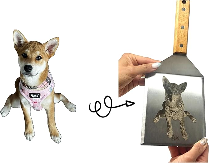 Dog Stainless Steel Spatula for Holiday Personalized Engraved Dog Cat Portrait with Name Pet Gift Pet Memorial Kitchen Grilling Spatula