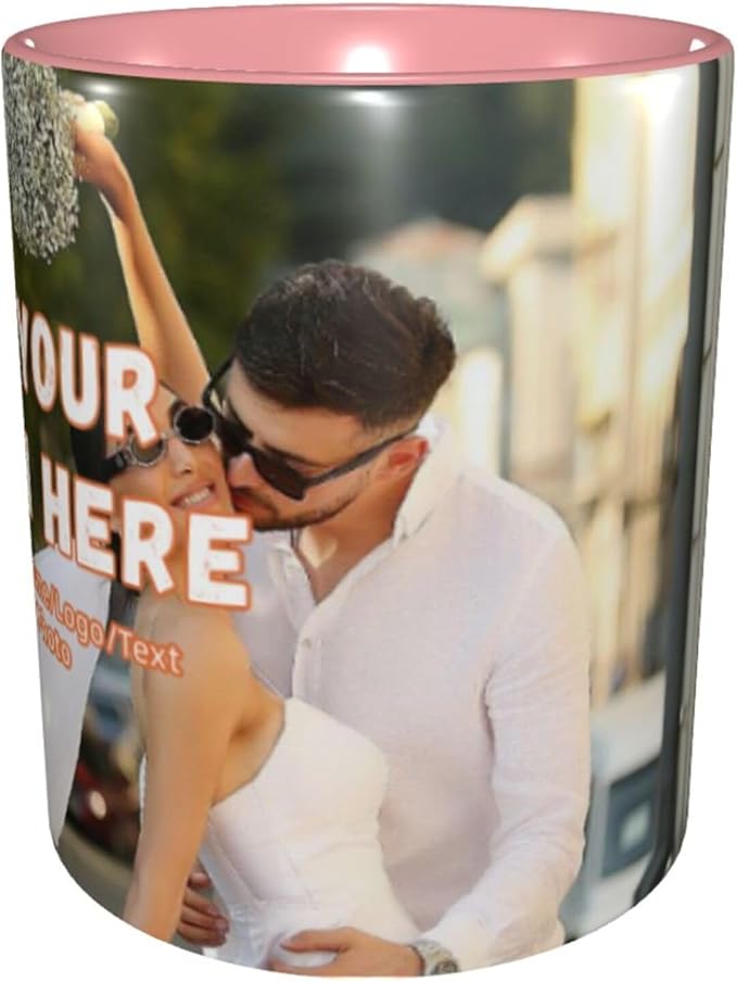 Custom Color Mugs with Partial or Full-Size Printing Customizable Photos and Text Coffee Mugs Creative Multicolor Designs Image (Full-Width, Pink)
