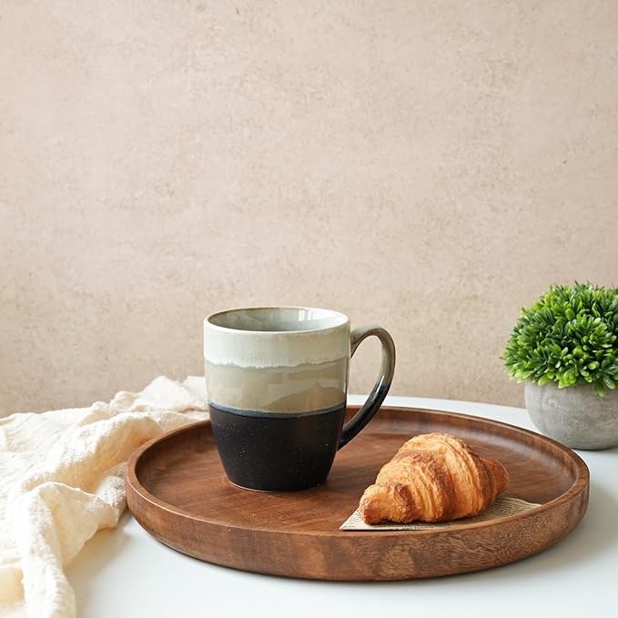 Bosmarlin Ceramic Coffee Mug Set of 4, 17 Oz, Coffee Cups with Big Handle, Microwave Safe, Unique Reactive Glaze