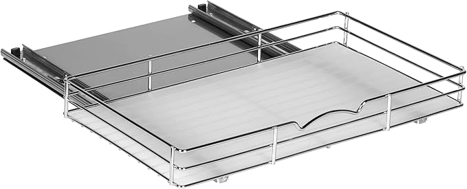 Pull Out Cabinet Organizer for Spices, Cans - Heavy Duty with Lifetime Limited Warranty- Pull Out Spice Rack- Cabinet Pull Out Shelf for Cans,Dishes, Etc, 18-3/8"Wx 10-1/2"D x 2-3/4??H, Chrome