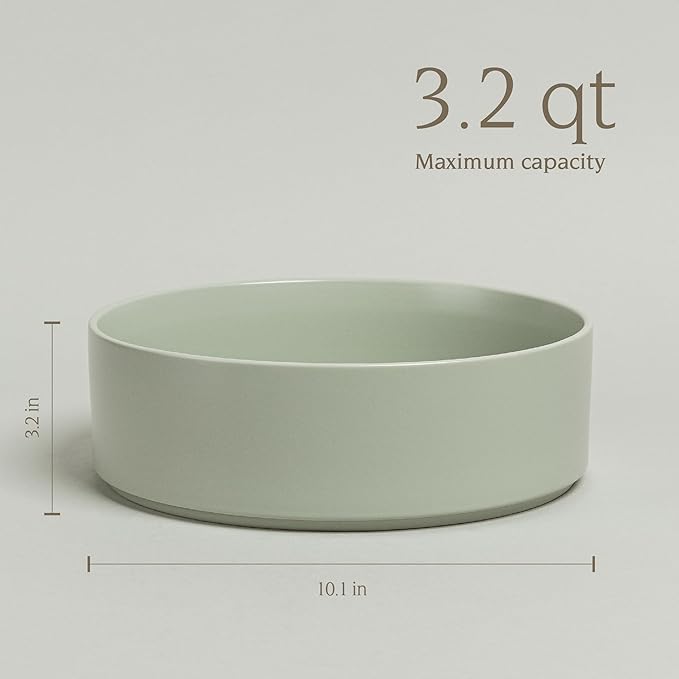 over&back Stackable Serving Bowl - Stoneware Dishes - All-Occasion Place Settings - Perfect for Salads, Pastas, and More - 10.1" x 10.1" x 3.2" - Semi-Matte Sage