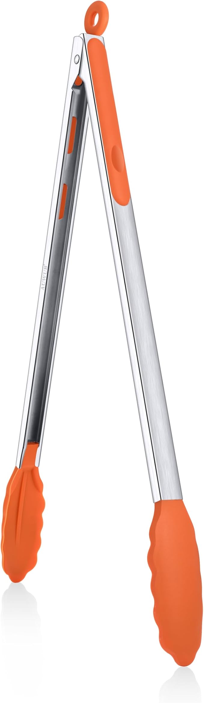Salad Tongs, 7/9/12/16 Inch Silicone Food Tongs with 304 Stainless Steel Core, Easy-Grip, in Pistachio, Black, Blue, Orange, Red (Orang, 16inch)