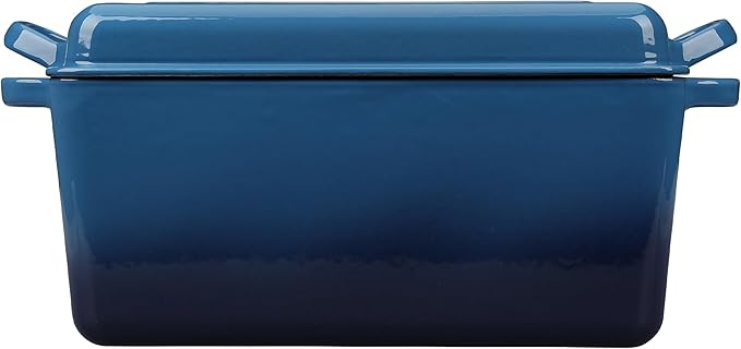 Enameled Cast Iron Dutch Oven, Oblong Bread Oven for Sourdough Bread Baking, Baking Pan, Dual Handles, Oven Safe, 4 Quart, Lake Blue