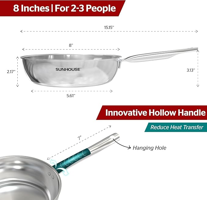 Sunhouse Pan for Cooking (FRY PAN (Basic), 8 inch)
