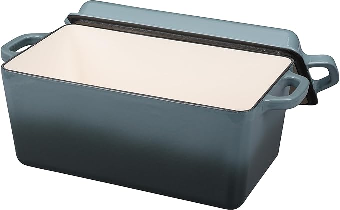 Enameled Cast Iron Dutch Oven, Oblong Bread Oven for Sourdough Bread Baking, Baking Pan, Dual Handles, Oven Safe, 4 Quart, Slateblue
