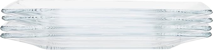 Glass Dinnerware Set - 12-Piece Complete Set (4 Dinner Plates, 4 Salad Plates, 4 Bowls) | Dishwasher Safe, Stackable, Clear Glass for Casual Meals & Table Decoration