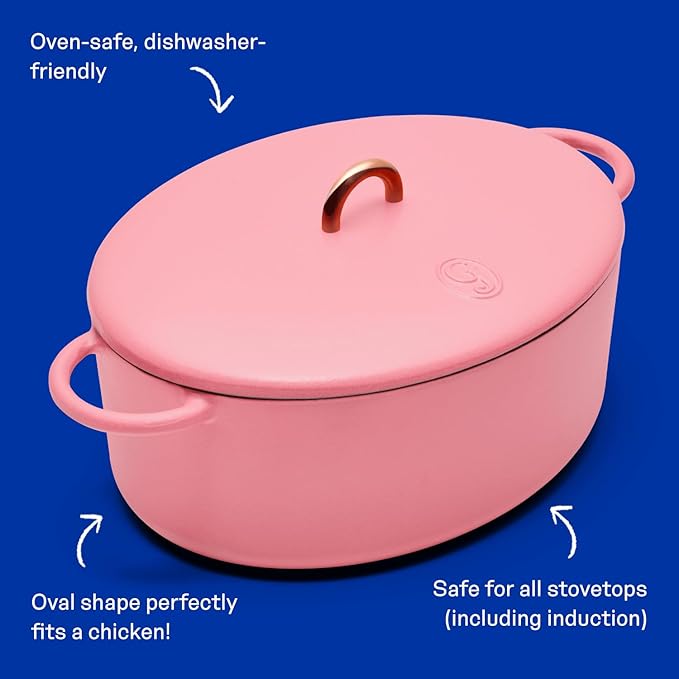 Great Jones Dutchess Cast Iron Dutch Oven Pot With Lid (Taffy) - Large 6.75 Quart Size, Dual Handles - All Stovetop Safe - 500째 Dutch Oven For Bread Baking | Dishwasher Friendly