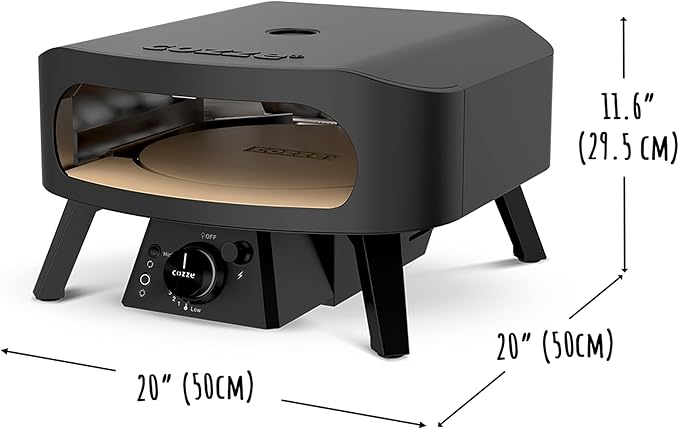 13" Gas Pizza Oven with Rotating Pizza Stone for Easy Restaurant-Style Pizza at Home ??Triple Burner, Built-In Thermometer, Fast 15-Min Preheat, Portable Outdoor Pizza Oven