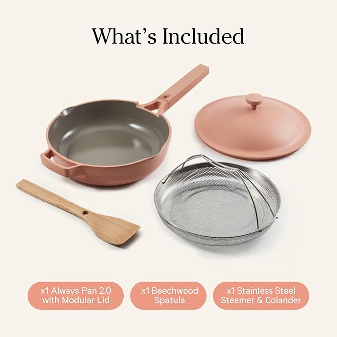 Our Place Always Pan 2.0 | 10.5" Ceramic Pan with Modular Lid, Steamer Basket & Spatula | Patented 10-in-1 Nonstick, Non-Toxic Cookware Made Without PFAS | Induction & Oven-Safe up to 450째F | Spice