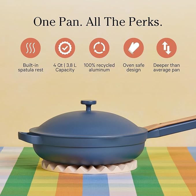 Our Place Large Always Pan | 12.5" Ceramic Pan with Modular Lid & Beechwood Spatula | Patented 10-in-1 Nonstick, Non-Toxic Cookware Made Without PFAS | Induction & Oven-Safe up to 450째F | Char