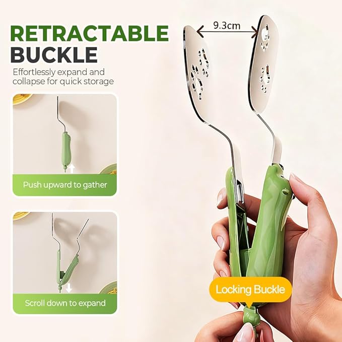 2-in-1 Non-Slip Durable Spatula Tongs,2026 New Kitchen Cooking Tongs Egg Flipper Spatula,Stainless Steel Barbecue Clamp Food Flip Shovel Clip for Steak Fish Bread Pizza,Home Cooking Tool 癤?(Yellow)