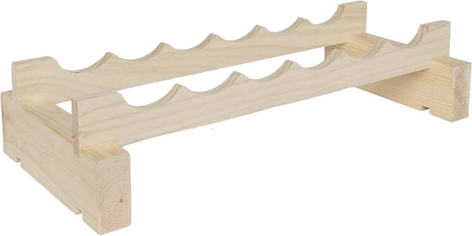 6 Bottle Wide Wine Rack Natural Pine