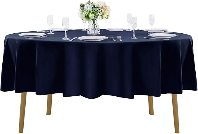 Cupuamon 60 inch Round Tablecloth Washable Polyester Table Cloth Decorative Table Cover for Wedding Party Dining Banquet（60 inch,Navy）