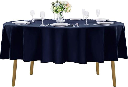 Cupuamon 60 inch Round Tablecloth Washable Polyester Table Cloth Decorative Table Cover for Wedding Party Dining Banquet（60 inch,Navy）