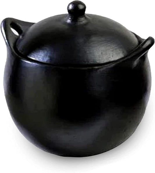 Authentic Chamba Soup & Bean Pot w/Cover - Elegant, All-Natural Black Clay Dutch Oven for Slow, Even Cooking - Stovetop & Oven Safe ??Earthenware, Handmade in Colombia - Small, 2.5 Qt.