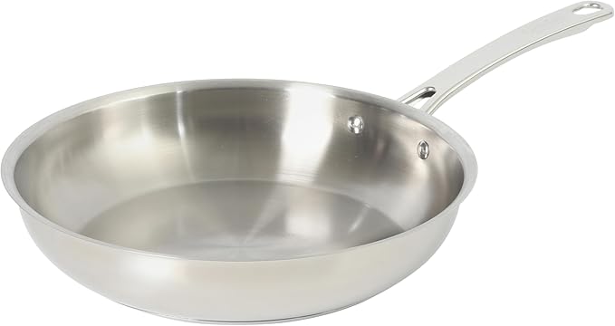 Sur La Table Kitchen Essentials Chef's Deck 11-Inch Large Stainless Steel Frying Pan ??Induction Ready Skillet with Tri-Ply Base, Polished Finish & Hollow Stay-Cool Handle