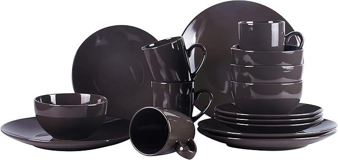 Color Wave Stoneware 16pc Dinnerware Set, Autumn Grey