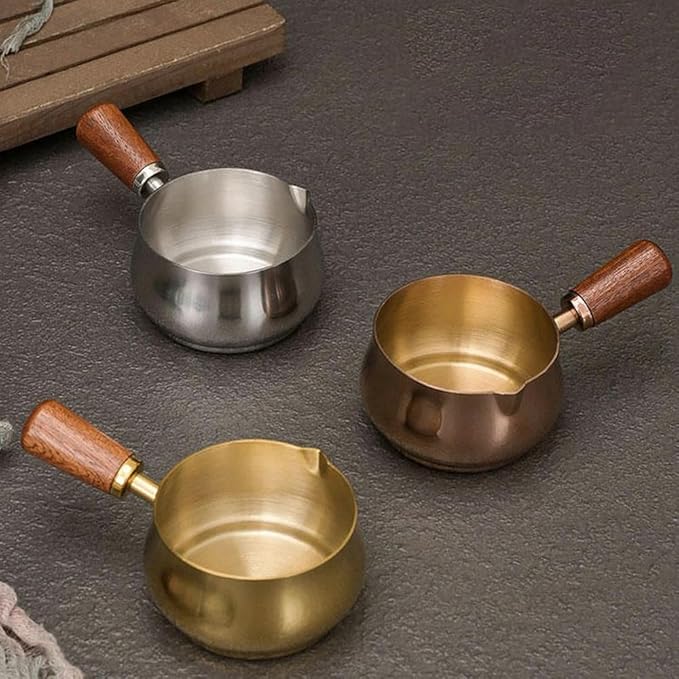 Mini Reusable Stainless Steel Sauce Pan, Chocolate Melting Pot & Dipping Bowl Set (2PCS, Rose Gold, 80ML)
