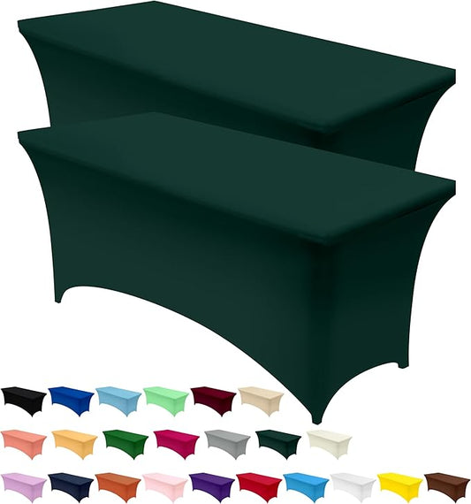 Utopia Kitchen Spandex Tablecloth 2 Pack [4FT, Hunter Green] Tight, Fitted, Washable and Wrinkle Resistant Stretch Table Cloth Rectangle Cover for Trade Show, Weddings & Parties [48Lx30Wx30H Inch]