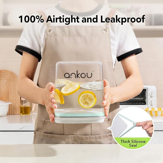 Food Storage Container Set 2.8 Qt 횞2 with Lids, Airtight Pantry Canisters, BPA-Free Plastic Flour Sugar Storage Containers, One-Touch Press-to-Open Lids, Stackable Clear Jars for Rice, Cereal, Coffee