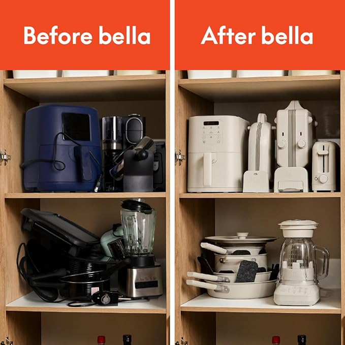 bella 9 Piece Ceramic Nonstick Cookware Set, Fits-anywhere??Kitchenware w EverGood??Coating, Dishwasher & Oven Safe, All Stovetops Compatible, Stackable Design, Cool Touch Handles, Seaglass