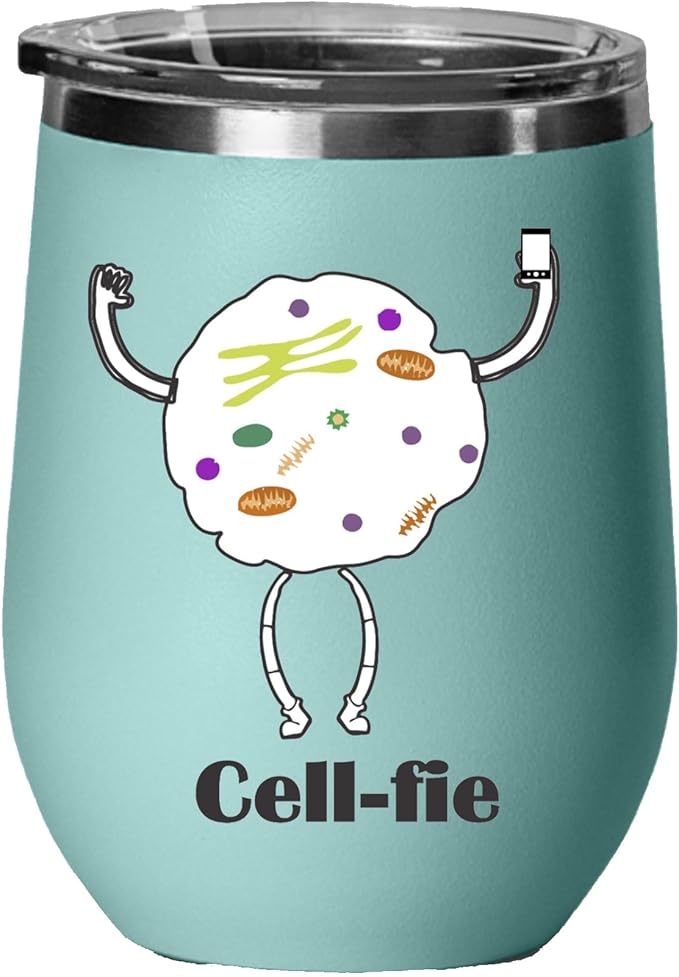 Cell Fie Wine Tumbler, Cell Fie Gift Lover, 12oz Stainless Steel Wine Tumbler, Gifts For Him, For Her, For Boys, For Girls, Birthday, Christmas Gift idea (Teal)