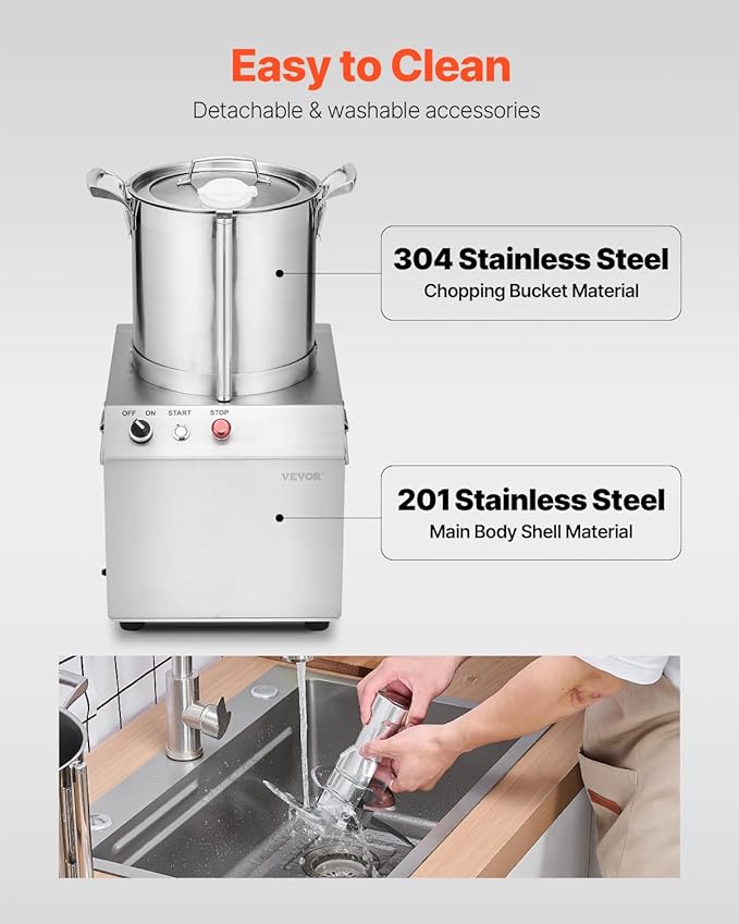 VEVOR Food Processor & Vegetable Chopper, 10.6 Quart Food-Grade Stainless Steel Food Processor Chopper with 2 Extra S-Curve Blades, Idea for Chopping Vegetables, Fruit, Grains, Nuts