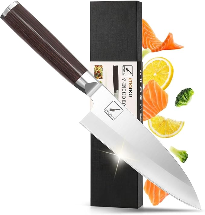imarku 7 Inch Deba Knife,Ultra Sharp Sushi Knife,Ultimate Japanese Kitchen Knife with Stainless Steel Single Bevel,Fish Fillet Knifes for Fish Cutting with Ergonomic Handle, Christmas Gifts